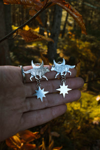 Celestial Wolf earrings (made to order)